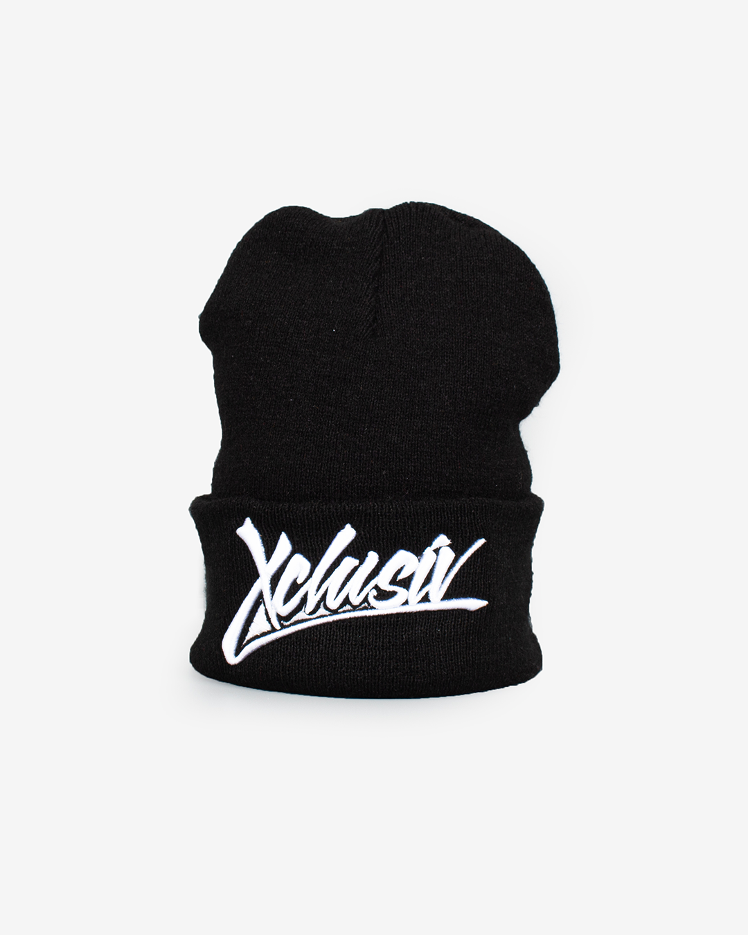 XCLUSIV BLACK AND WHITE SIGNATURE LOGO BEANIE - Xclusiv Clothing Company