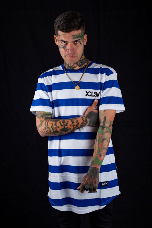 XCLUSIV STRIPED BLUE AND WHITE TSHIRT - Xclusiv Clothing Company