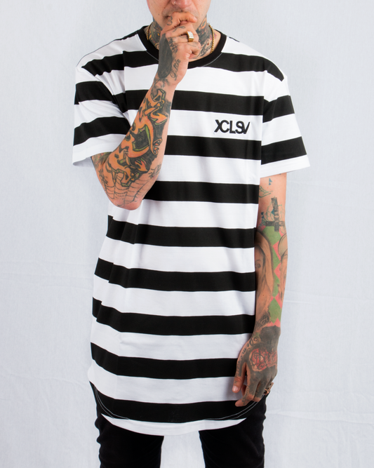 XCLUSIV STRIPED BLACK AND WHITE TSHIRT - Xclusiv Clothing Company