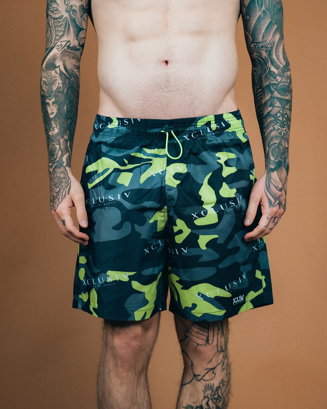 XCLUSIV GREEN CAMO SWIM SHORT - Xclusiv Clothing Company