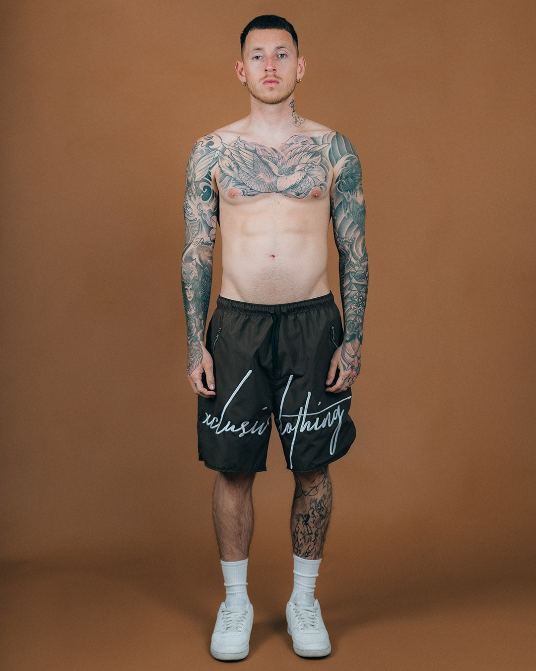 XCLUSIV CURSIVE FINO SHORT BROWN - Xclusiv Clothing Company