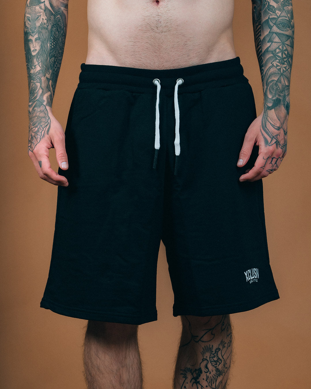 XCLUSIV FRENCH TERRY BLACK SHORT - Xclusiv Clothing Company