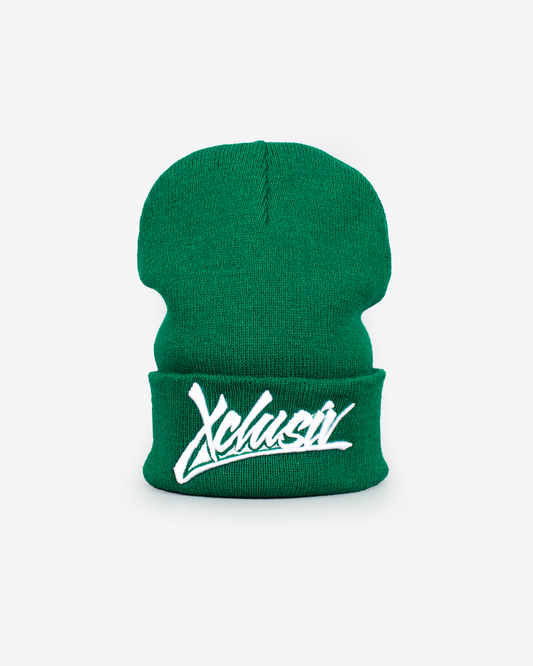 XCLUSIV GREEN SIGNATURE LOGO BEANIE - Xclusiv Clothing Company