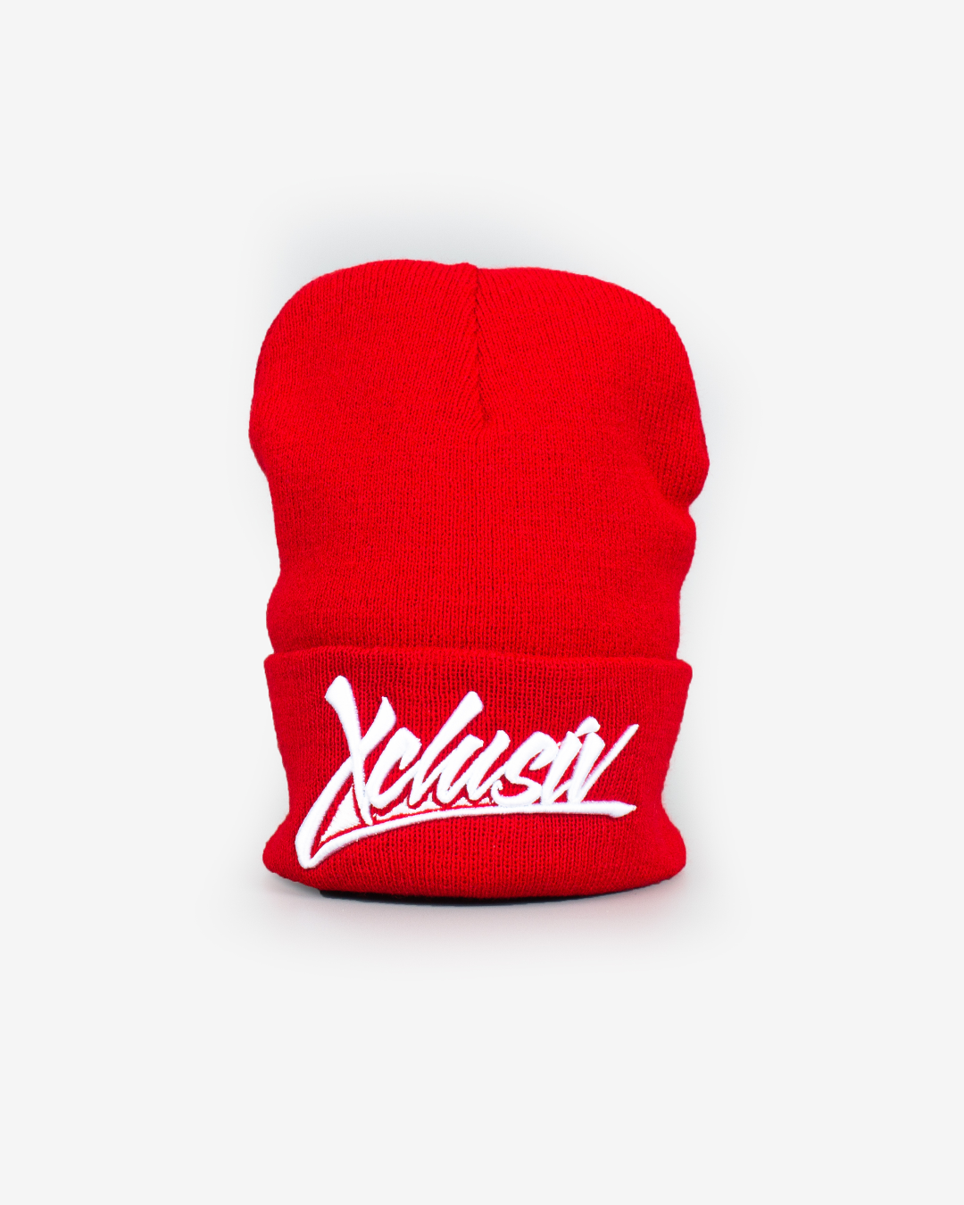 XCLUSIV RED SIGNATURE LOGO BEANIE - Xclusiv Clothing Company