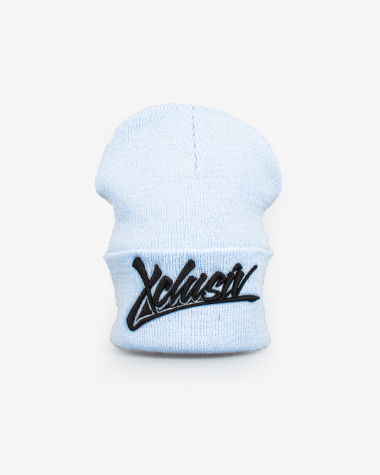 XCLUSIV BABY BLUE SIGNATURE LOGO BEANIE - Xclusiv Clothing Company