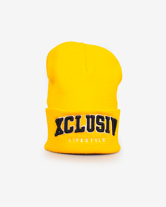 XCLUSIV YELLOW VARSITY BEANIE - Xclusiv Clothing Company