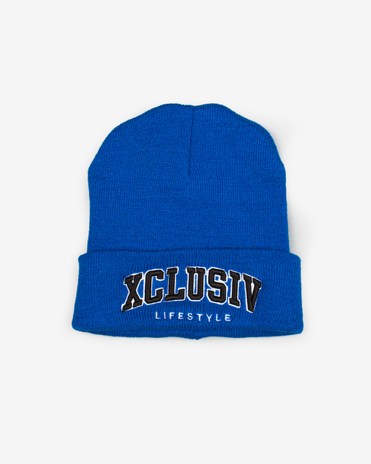 XCLUSIV BLUE VARSITY BEANIE - Xclusiv Clothing Company