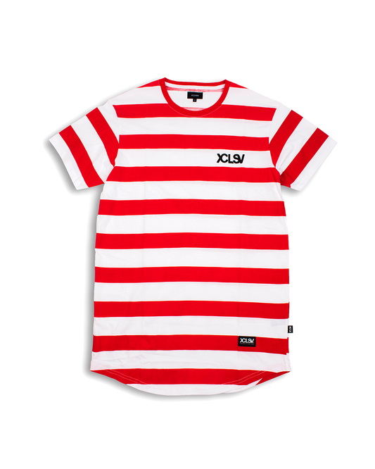 XCLUSIV STRIPED RED AND WHITE TSHIRT - Xclusiv Clothing Company