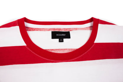 XCLUSIV STRIPED RED AND WHITE TSHIRT - Xclusiv Clothing Company