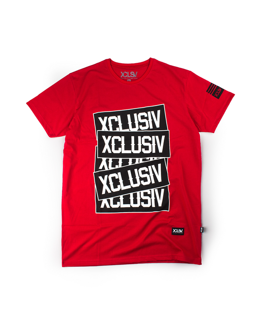 XCLUSIV RED STACKE DUP TSHIRT - Xclusiv Clothing Company