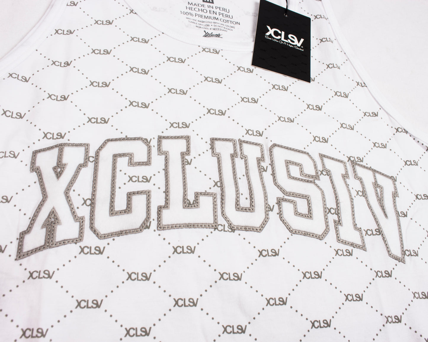XCLUSIV WHITE ALL OVER PRINT TANK TOP - Xclusiv Clothing Company